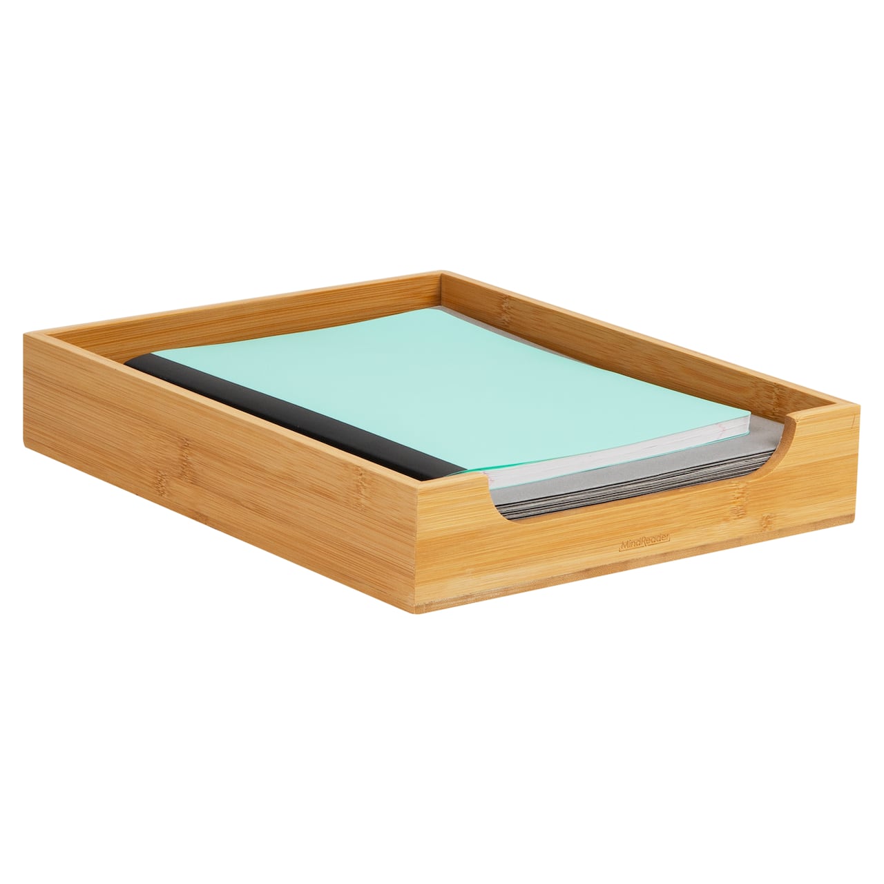 Mind Reader Paper Tray, Desktop Organizer, File Storage, Modern, Office, Bamboo, Brown